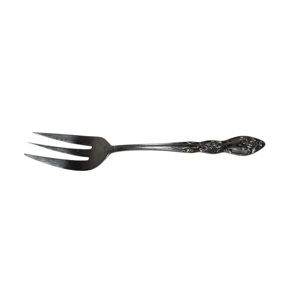 Rogers Stainless Steel Serving Fork Floral Pattern Made In Korea‎ Eight Inches